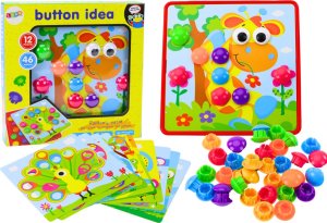 LeanToys Puzzle Obrazkowe Kolorowe Przyciski Do Uzupełniania 12 Obrazków 1