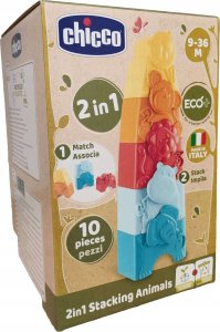 Chicco 164905 WIEŻA UKŁADANKA ZWIERZĄTKA 2W1 2