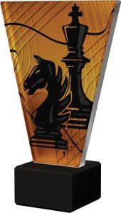 Victoria Sport Monochromatyczne trofeum szklane na podstawie marmurowej - SZACHY 1