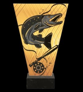 Victoria Sport Monochromatyczne trofeum szklane na podstawie marmurowej - WĘDKARSTWO SZCZUPAK 1