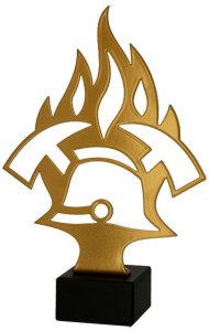 Victoria Sport Trofeum metalowe z marmurową podstawą - Strażactwo - insygnia 1
