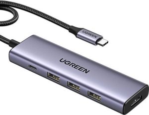 HUB USB Ugreen Hub USB-C Ugreen CM511, HDMI 4K 60Hz, 3x USB 3.0 5Gbps, PD 100W (srebrny) 6