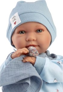 Llorens 27420 Lalka bobas Mimo w czapce i śliniaku z przytulanką pieluszką 4