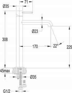 Bateria umywalkowa Omnires Bateria umywalkowa Y wysoka złoto 9
