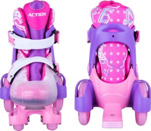 Worker Zestaw wrotki, kask, ochraniacze, torba Action Darly Girl fioletowo-białe r. 30-33 (13787-S-2) 14