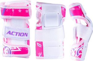 Worker Zestaw wrotki, kask, ochraniacze, torba Action Darly Girl fioletowo-białe r. 30-33 (13787-S-2) 3