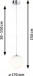 Lampa wisząca Paulmann Lampa wisząca łazienkowa GOVE LED 9W 900lm 3000K IP44 230V chrom satyna / metal 3