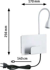 Kinkiet Paulmann Oprawa ścienna HALINA LED 2.4W 200lm 2700K USB-C 230V biały mat /metal 5