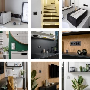 Karlik Gniazdo bryzgoszczelne Karlik Mini 12MGPB-1sdp z uziemieniem SCHUKO 2P+Z klapka dymna, przesłony torów prądowych czarny mat 2