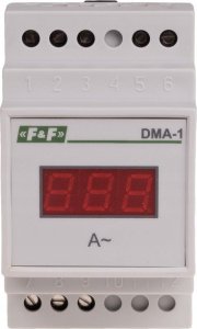 F&F Amperomierz cyfrowy F&F DMA-1-250-5A jednofazowy pomiar półpośredni z przekładnikiem 250/5A na szynę DIN 1