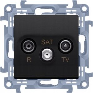 Kontakt-Simon Gniazdo antenowe Kontakt-Simon Simon 10 CASP.01/49 R-TV-SAT przelotowe moduł, 1x wejście: 5MHz-2,4GHz czarny mat 1