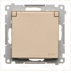 Kontakt-Simon Gniazdo Schuko Kontakt-Simon 55 TGSZ1BCZ.01/144 do wersji IP44 z przesłonami z uszczelką ramki moduł 16 A, 250V~, szybkozłącza szampański mat 1