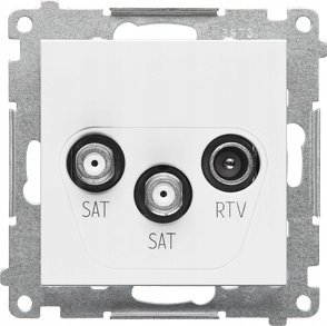 Kontakt-Simon Gniazdo antenowe SAT-SAT-RTV Kontakt-Simon 55 TASK2.01/111 satelitarne podwójne moduł. 2x Wejście: 5 MHz÷2,4 GHz biały mat 1