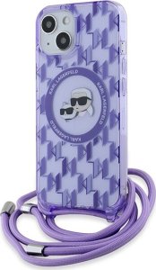 Karl Lagerfeld Karl Lagerfeld KLHMP15SHCKCKLCU iPhone 15 / 14 / 13 6.1" fioletowy/purple hardcase IML Crossbody Monogram Karl & Choupette Head MagSafe 1