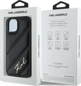 Karl Lagerfeld Karl Lagerfeld KLHCP13MPQDSMGK iPhone 13 6.1" czarny/black hardcase Diagonal Quilted Script 8