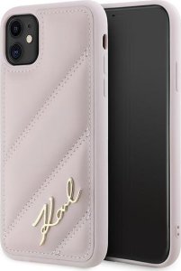 Karl Lagerfeld Karl Lagerfeld KLHCN61PQDSMGP iPhone 11 / Xr 6.1" różowy/pink hardcase Diagonal Quilted Script 1