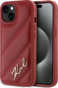 Karl Lagerfeld Karl Lagerfeld KLHCP15SPQDSMGR iPhone 15 / 14 / 13 6.1" czerwony/red hardcase Diagonal Quilted Script 1