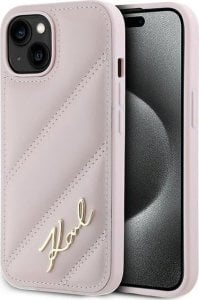 Karl Lagerfeld Karl Lagerfeld KLHCP14SPQDSMGP iPhone 14 / 15 / 13 6.1" różowy/pink hardcase Diagonal Quilted Script 1