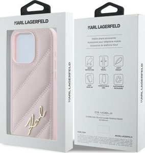 Karl Lagerfeld Karl Lagerfeld KLHCP15XPQDSMGP iPhone 15 Pro Max 6.7" różowy/pink hardcase Diagonal Quilted Script 8