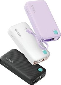 Powerbank Usams USAMS Powerbank ze zwijanym kablem USB-C Retractable 10000 mAh PD 20W Fast Charge XY Series czarny/black 10KCD22401(US-CD224) 2
