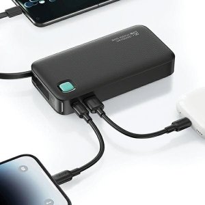 Powerbank Usams USAMS Powerbank ze zwijanym kablem USB-C Retractable 10000 mAh PD 20W Fast Charge XY Series czarny/black 10KCD22401(US-CD224) 7