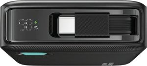 Powerbank Usams USAMS Powerbank ze zwijanym kablem USB-C Retractable 10000 mAh PD 20W Fast Charge XY Series czarny/black 10KCD22401(US-CD224) 10
