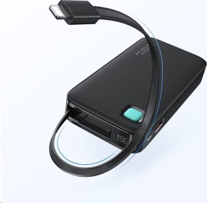 Powerbank Usams USAMS Powerbank ze zwijanym kablem Retractable Lightning 10000 mAh PD 20W Fast Charge XY Series czarny/black 10KCD22501 (US-CD225) 13