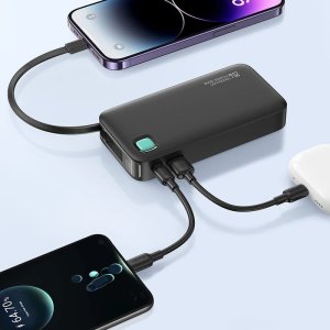 Powerbank Usams USAMS Powerbank ze zwijanym kablem Retractable Lightning 10000 mAh PD 20W Fast Charge XY Series czarny/black 10KCD22501 (US-CD225) 15