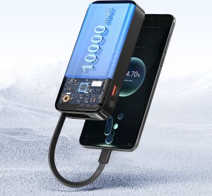 Powerbank Usams USAMS Powerbank ze zwijanym kablem Retractable Lightning 10000 mAh PD 20W Fast Charge XY Series czarny/black 10KCD22501 (US-CD225) 16