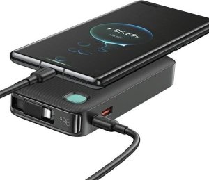 Powerbank Usams USAMS Powerbank ze zwijanym kablem Retractable Lightning 10000 mAh PD 20W Fast Charge XY Series czarny/black 10KCD22501 (US-CD225) 5