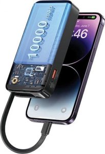 Powerbank Usams USAMS Powerbank ze zwijanym kablem Retractable Lightning 10000 mAh PD 20W Fast Charge XY Series czarny/black 10KCD22501 (US-CD225) 8
