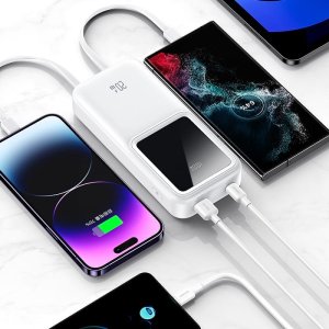 Powerbank Usams USAMS Powerbank z wbudowanymi kablami USB-C+Lightning 30000 mAh 20W PD+Qc 3.0 Fast Charge X-chel Series czarny/black 30KCD21301 (US-CD213) 12