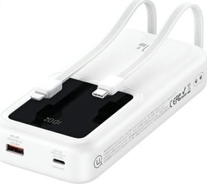 Powerbank Usams USAMS Powerbank z wbudowanymi kablami USB-C+Lightning 30000 mAh 20W PD+Qc 3.0 Fast Charge X-chel Series czarny/black 30KCD21301 (US-CD213) 2