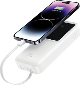 Powerbank Usams USAMS Powerbank z wbudowanymi kablami USB-C+Lightning 30000 mAh 20W PD+Qc 3.0 Fast Charge X-chel Series czarny/black 30KCD21301 (US-CD213) 3