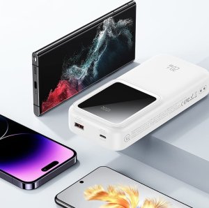 Powerbank Usams USAMS Powerbank z wbudowanymi kablami USB-C+Lightning 30000 mAh 20W PD+Qc 3.0 Fast Charge X-chel Series biały/white 30KCD21302 (US-CD213) 14