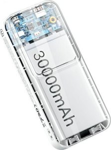 Powerbank Usams USAMS Powerbank z wbudowanymi kablami USB-C+Lightning 30000 mAh 20W PD+Qc 3.0 Fast Charge X-chel Series biały/white 30KCD21302 (US-CD213) 4