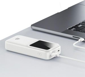 Powerbank Usams USAMS Powerbank z wbudowanymi kablami USB-C+Lightning 30000 mAh 20W PD+Qc 3.0 Fast Charge X-chel Series biały/white 30KCD21302 (US-CD213) 6