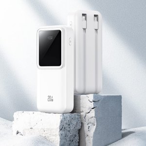 Powerbank Usams USAMS Powerbank z wbudowanymi kablami USB-C+Lightning 30000 mAh 20W PD+Qc 3.0 Fast Charge X-chel Series biały/white 30KCD21302 (US-CD213) 9