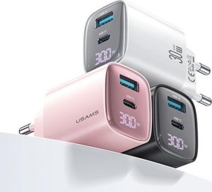 Ładowarka Usams USAMS Ład. siec. CC229 30W GaN USB-C/USB-A Fast Charging XC Series biały/white CC229TC02 2