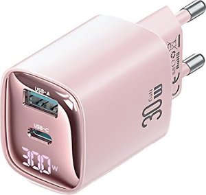 Ładowarka Usams USAMS Ład. siec. CC229 30W GaN USB-C/USB-A Fast Charging XC Series różowy/pink CC229TC03 1