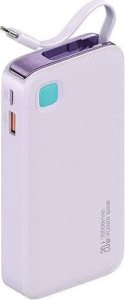 Powerbank Usams USAMS Powerbank ze zwijanym kablem USB-C Retractable 10000 mAh PD 20W Fast Charge XY Series fioletowy/purple 10KCD22403 (US-CD224) 1