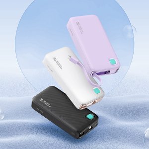 Powerbank Usams USAMS Powerbank ze zwijanym kablem USB-C Retractable 10000 mAh PD 20W Fast Charge XY Series fioletowy/purple 10KCD22403 (US-CD224) 13