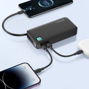 Powerbank Usams USAMS Powerbank ze zwijanym kablem USB-C Retractable 10000 mAh PD 20W Fast Charge XY Series fioletowy/purple 10KCD22403 (US-CD224) 16