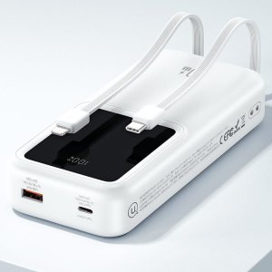 Powerbank Usams USAMS Powerbank z wbudowanymi kablami USB-C+Lightning 30000 mAh 20W PD+Qc 3.0 Fast Charge X-chel Series fioletowy/purple 30KCD21303 (US-CD213) 10