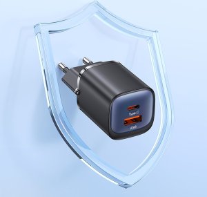 Ładowarka Usams USAMS Ład. siec. CC254 30W GaN USB-C/USB-A Fast Charging HC Series czarny/black CC254TC01 14