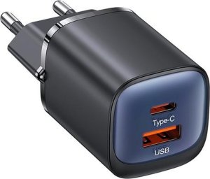 Ładowarka Usams USAMS Ład. siec. CC254 30W GaN USB-C/USB-A Fast Charging HC Series czarny/black CC254TC01 2