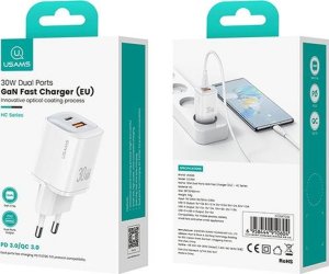 Ładowarka Usams USAMS Ład. siec. CC254 30W GaN USB-C/USB-A Fast Charging HC Series czarny/black CC254TC01 6