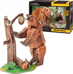 Cubic Fun CUBIC FUN PUZZLE 3D NATIONAL GEOGRAPHIC ZAGROŻONE ZWIERZĘTA - NIEDŹWIEDŹ BRUNATNY 2