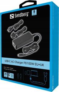 Zasilacz do laptopa Sandberg USB-C AC Charger PD100W EU+UK 2