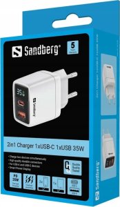 Ładowarka Sandberg 2in1 Charger 1xUSB-C 1xUSB 35W 3